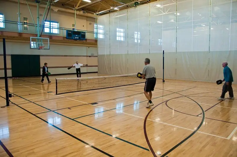 An Indoor pickleball game
