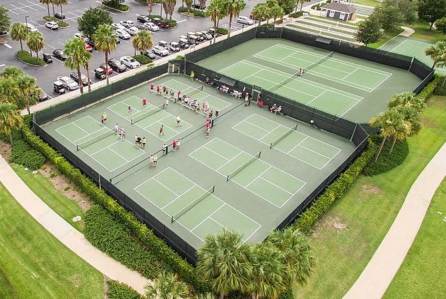 6 pickleball courts beside 2 tennis courts