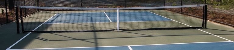 A pickleball net at the correct height